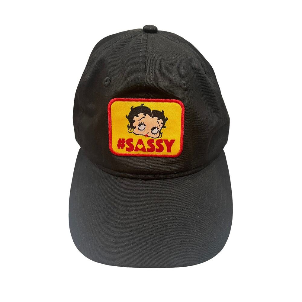 Betty Boop Trucker Hat Embroidered Patch #Sassy Black Adjustable Cap EUC
